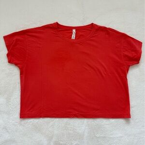 Lululemon Cropped Tee in Orangey-Red